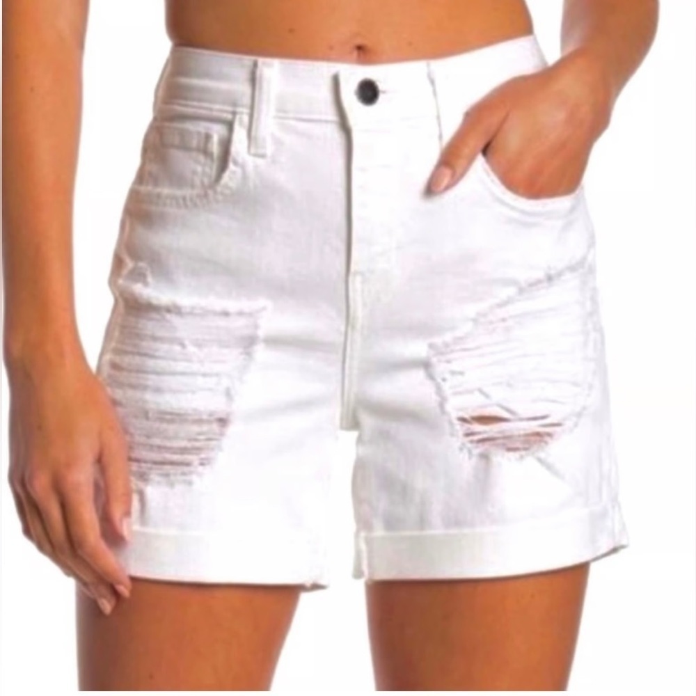 L'AGENCE Distressed White Jean Denim Shorts sz 24